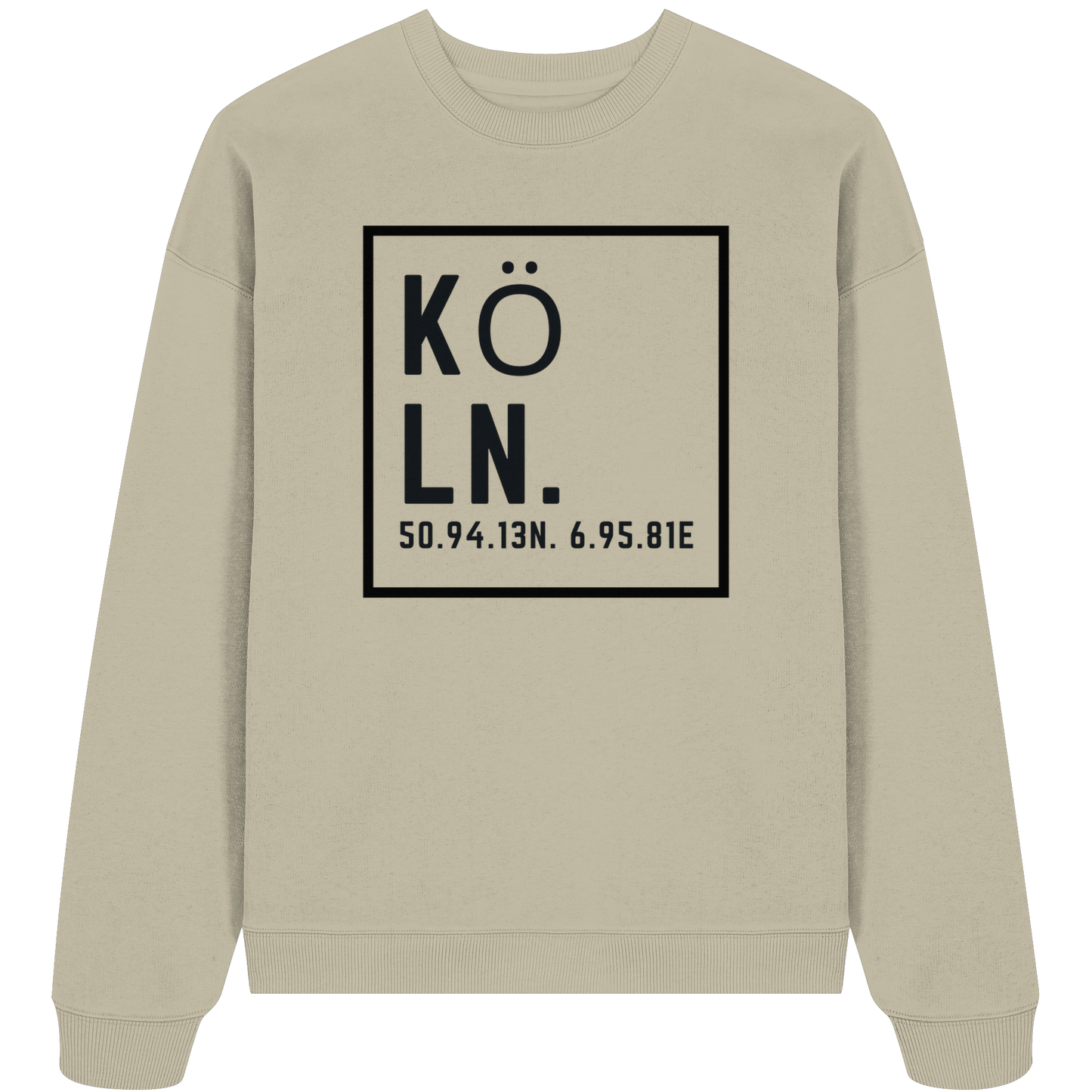 Köln Koordinaten (großer Druck auf der Brust) - Organic Oversize Sweatshirt