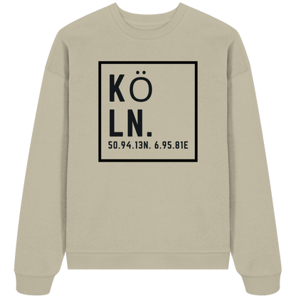 Köln Koordinaten (großer Druck auf der Brust) - Organic Oversize Sweatshirt