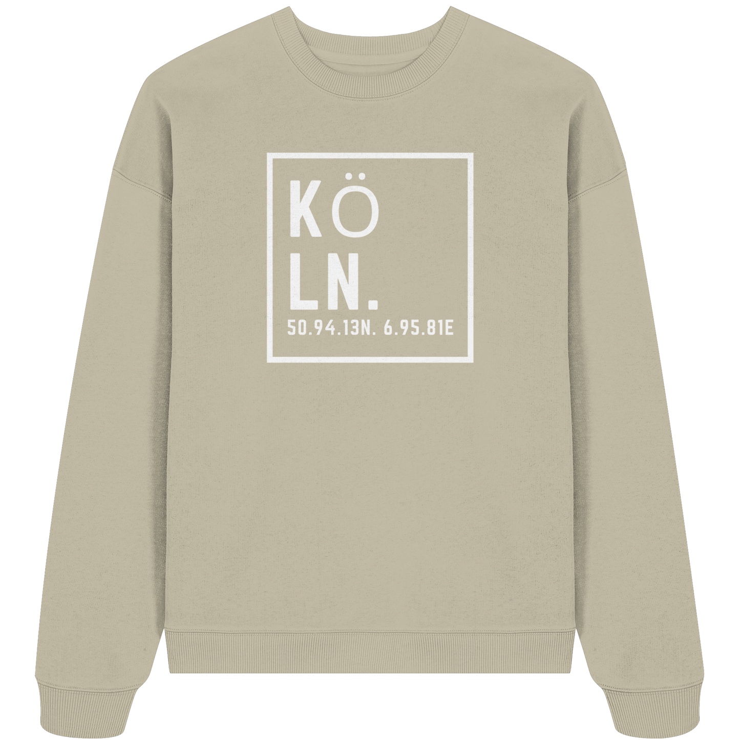 Köln Koordinaten (großer Druck auf der Brust) - Organic Oversize Sweatshirt