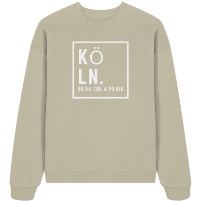 Köln Koordinaten (großer Druck auf der Brust) - Organic Oversize Sweatshirt