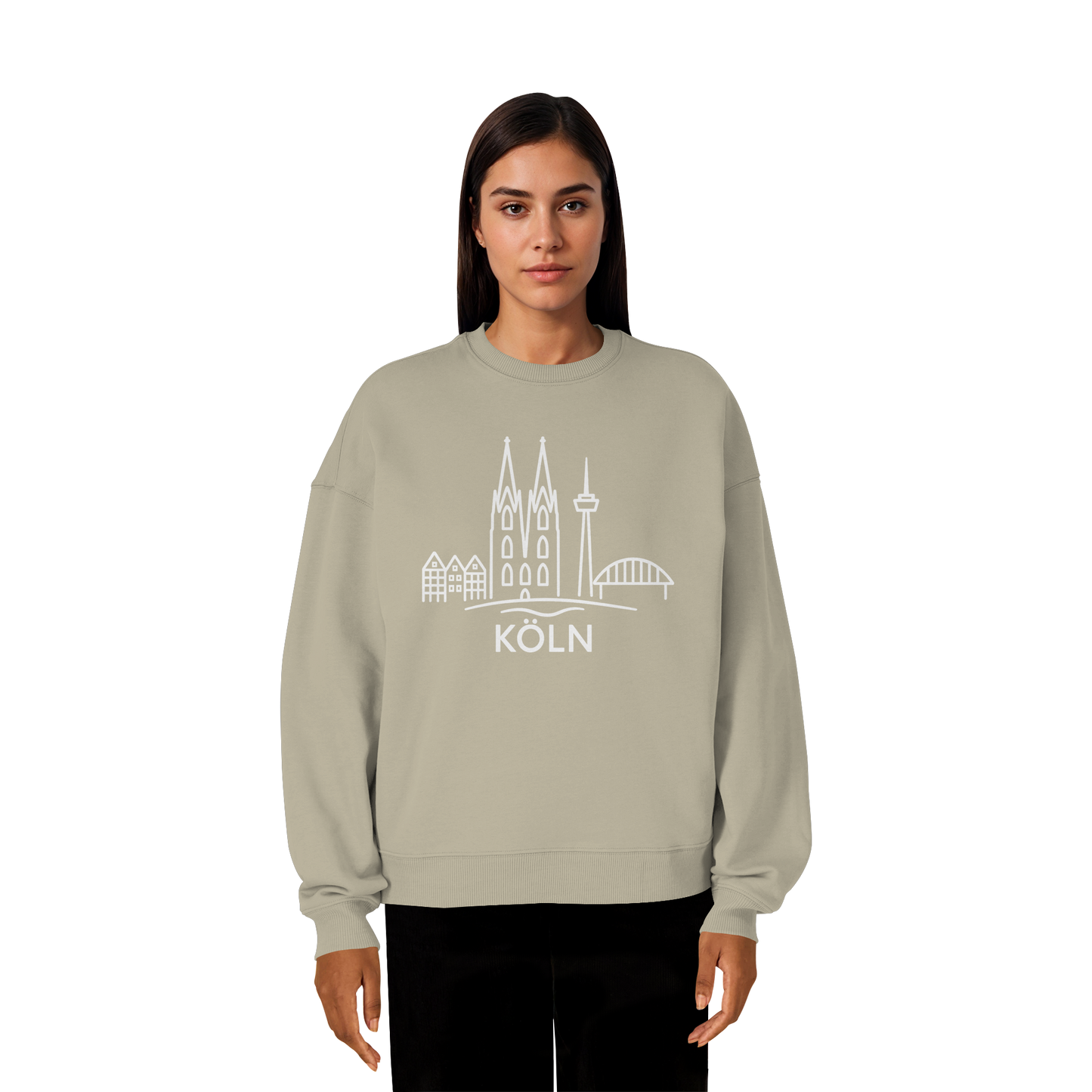 Köln Skyline (großer Druck auf der Brust) - Organic Oversize Sweatshirt