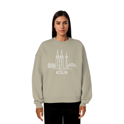 Köln Skyline (großer Druck auf der Brust) - Organic Oversize Sweatshirt