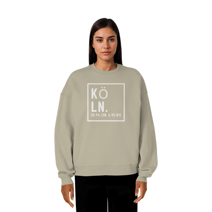 Köln Koordinaten (großer Druck auf der Brust) - Organic Oversize Sweatshirt
