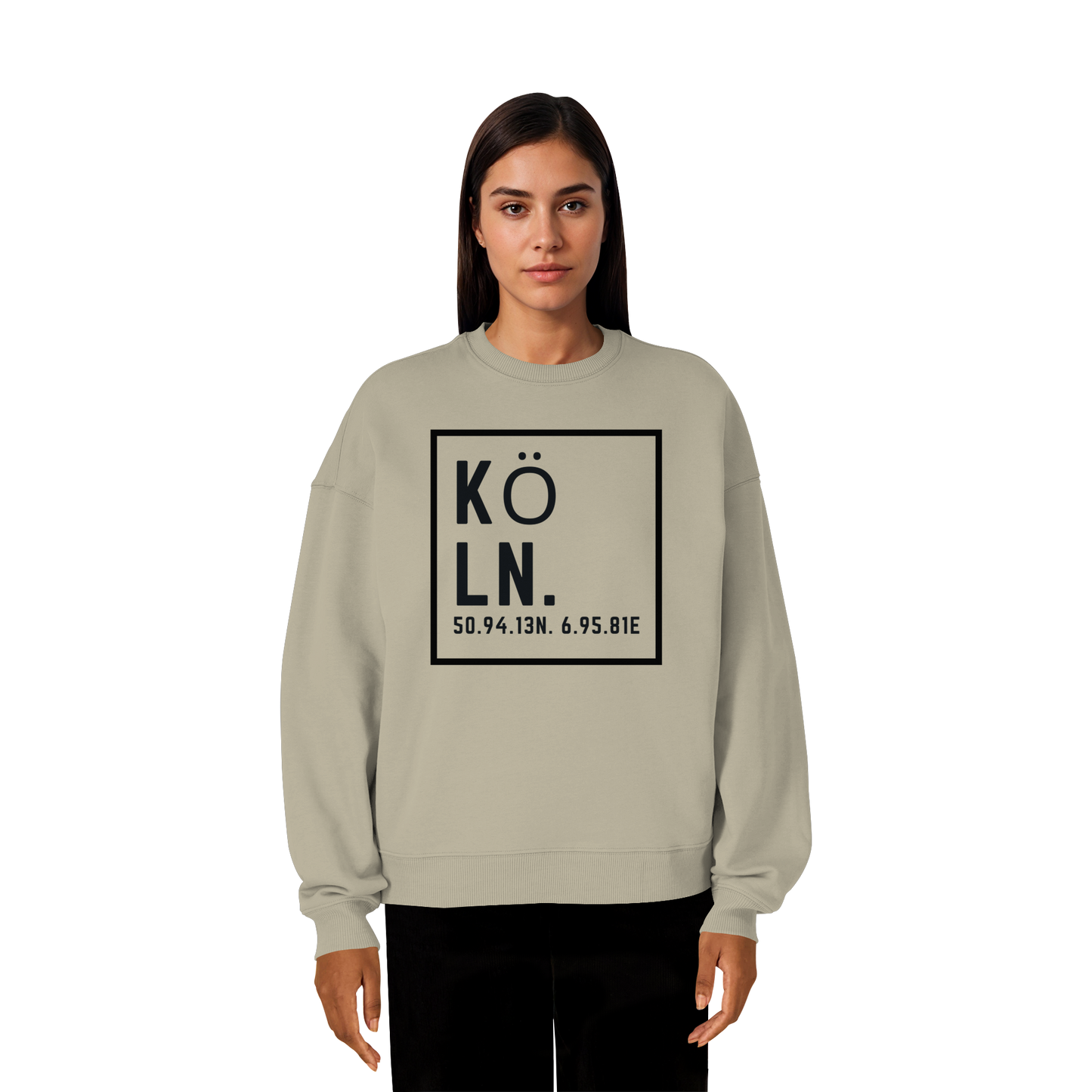Köln Koordinaten (großer Druck auf der Brust) - Organic Oversize Sweatshirt