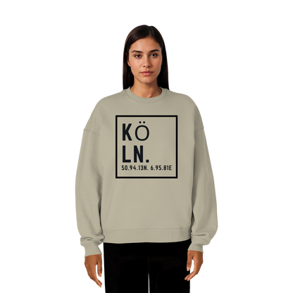 Köln Koordinaten (großer Druck auf der Brust) - Organic Oversize Sweatshirt