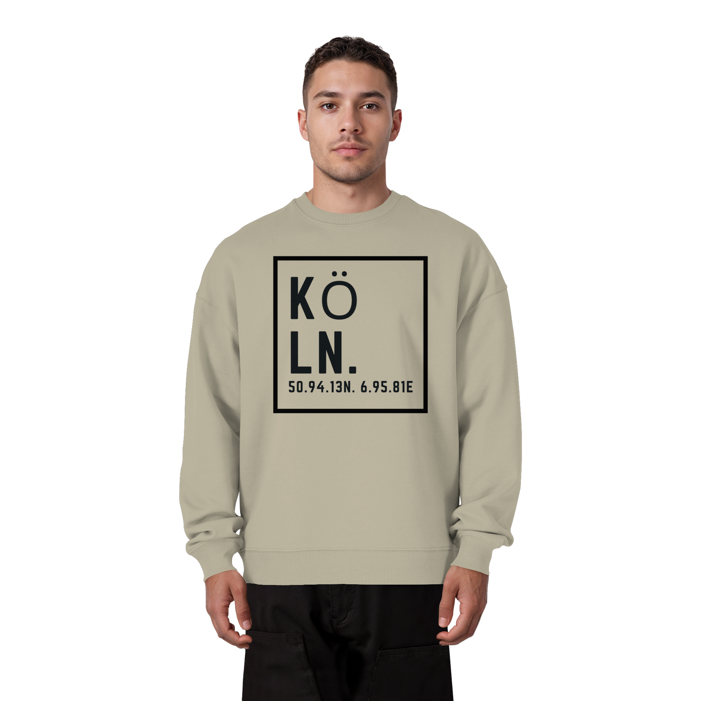 Köln Koordinaten (großer Druck auf der Brust) - Organic Oversize Sweatshirt
