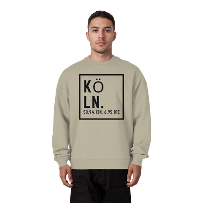 Köln Koordinaten (großer Druck auf der Brust) - Organic Oversize Sweatshirt
