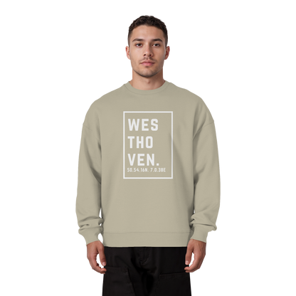 Westhoven Koordinaten (großer Druck auf der Brust) - Organic Oversize Sweatshirt
