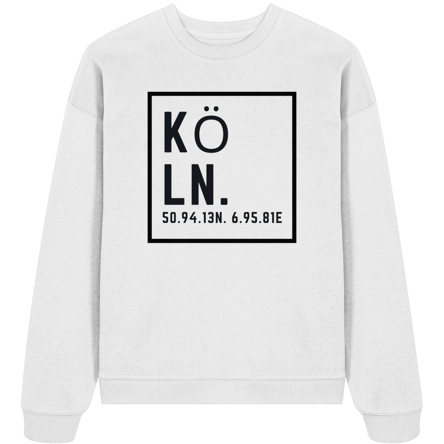 Köln Koordinaten (großer Druck auf der Brust) - Organic Oversize Sweatshirt
