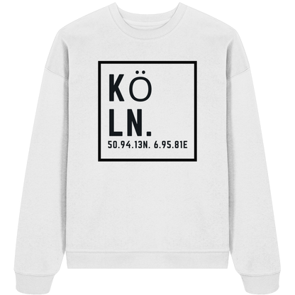 Köln Koordinaten (großer Druck auf der Brust) - Organic Oversize Sweatshirt