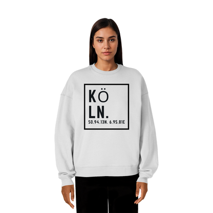 Köln Koordinaten (großer Druck auf der Brust) - Organic Oversize Sweatshirt