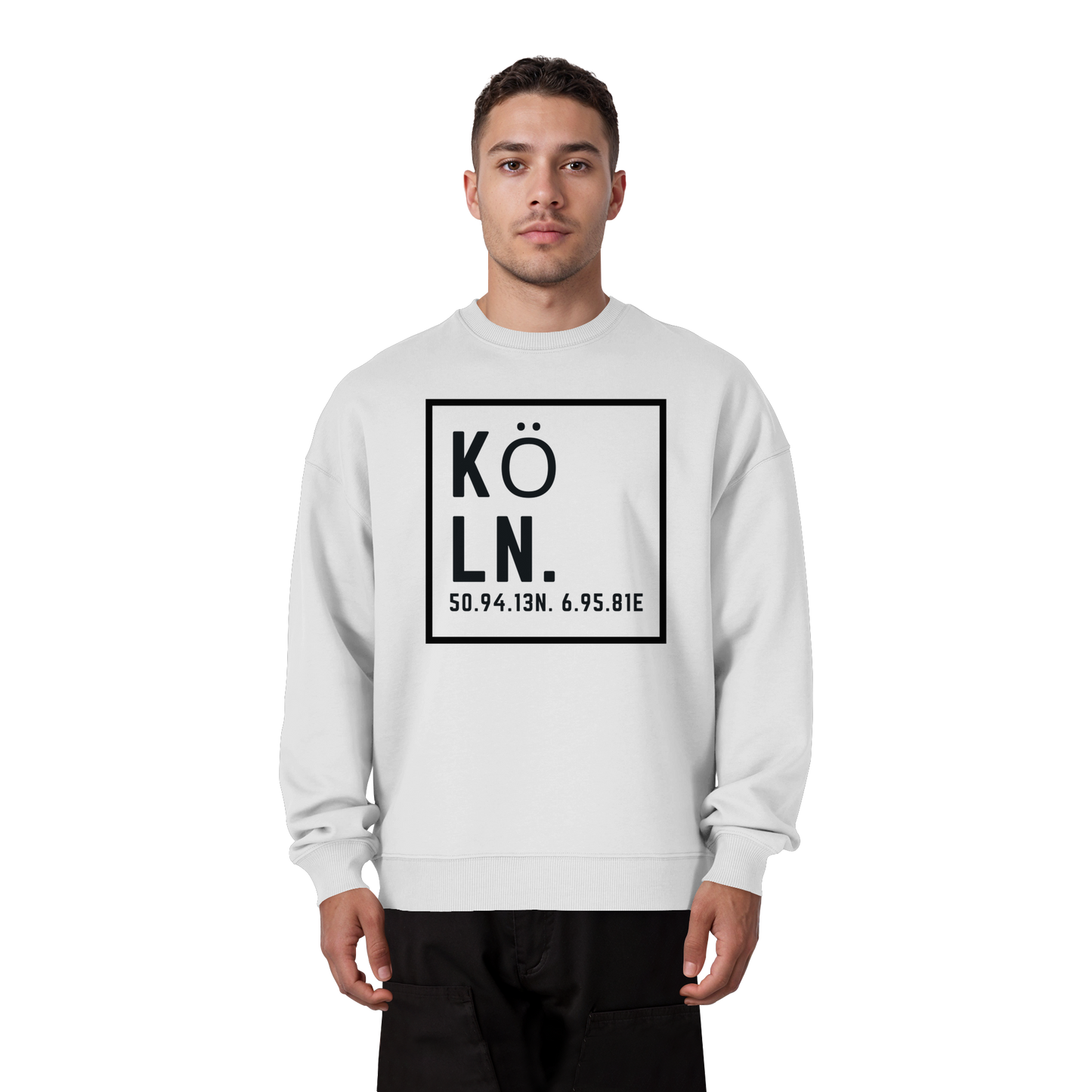 Köln Koordinaten (großer Druck auf der Brust) - Organic Oversize Sweatshirt