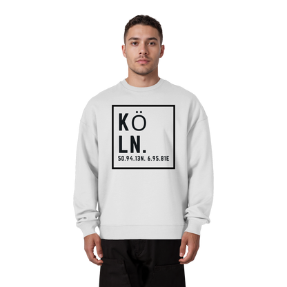 Köln Koordinaten (großer Druck auf der Brust) - Organic Oversize Sweatshirt