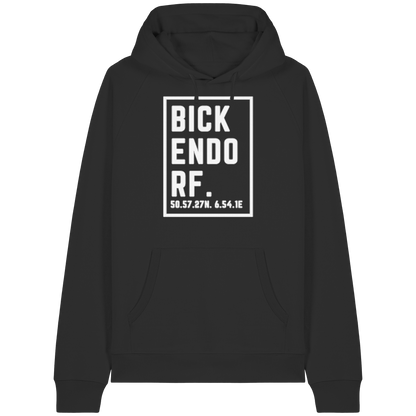 Bickendorf Koordinaten (großer Druck auf der Brust) - Organic Raglan Hoodie