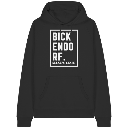 Bickendorf Koordinaten (großer Druck auf der Brust) - Organic Raglan Hoodie