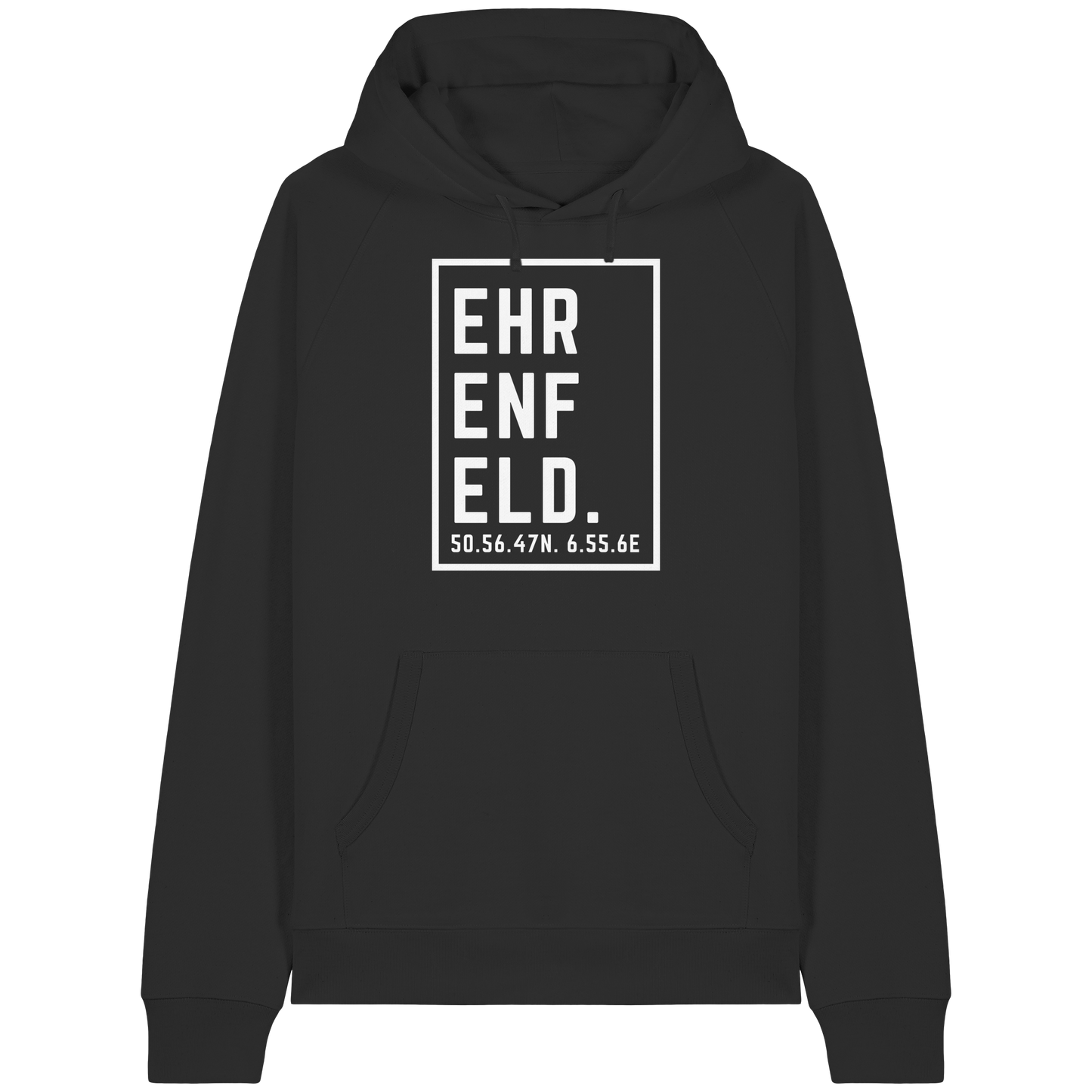 Ehrenfeld Koordinaten (großer Druck auf der Brust) - Organic Raglan Hoodie