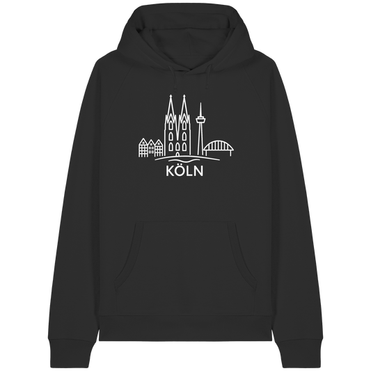 Köln Skyline (großer Druck auf der Brust) - Organic Raglan Hoodie