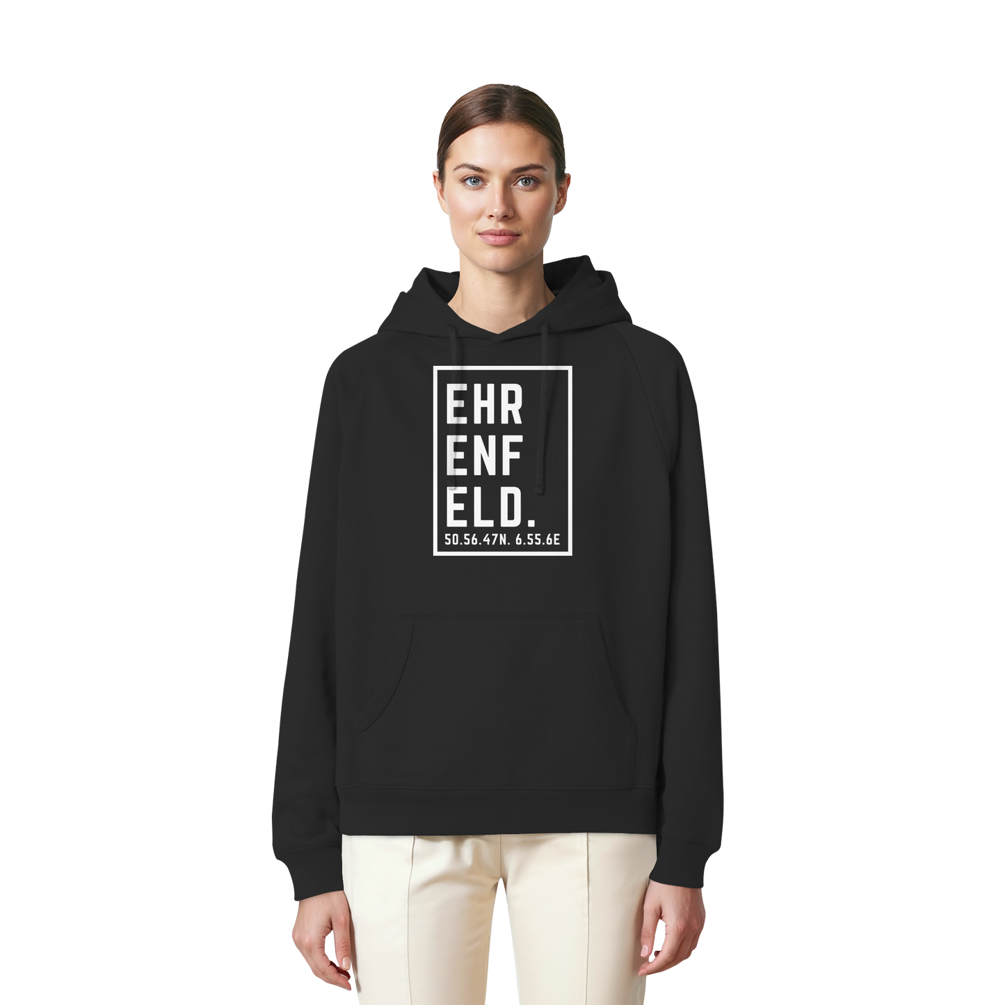 Ehrenfeld Koordinaten (großer Druck auf der Brust) - Organic Raglan Hoodie