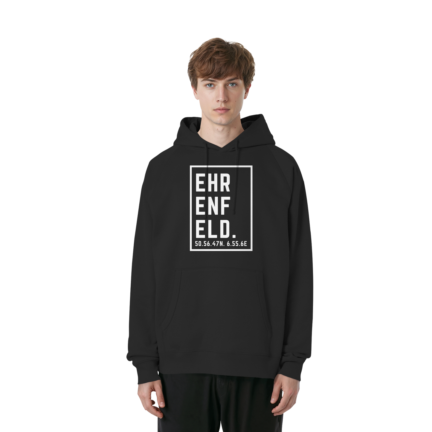 Ehrenfeld Koordinaten (großer Druck auf der Brust) - Organic Raglan Hoodie