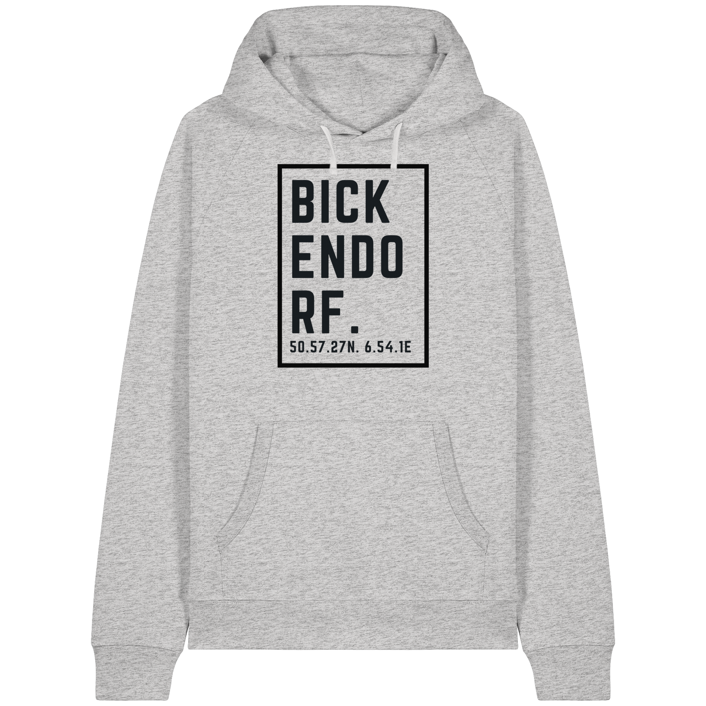 Bickendorf Koordinaten (großer Druck auf der Brust) - Organic Raglan Hoodie