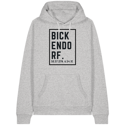 Bickendorf Koordinaten (großer Druck auf der Brust) - Organic Raglan Hoodie