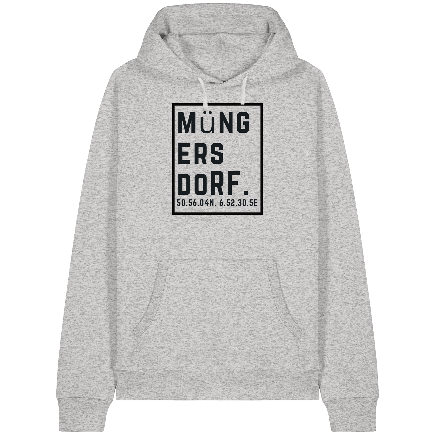 Müngersdorf Koordinaten (großer Druck auf der Brust) - Organic Raglan Hoodie