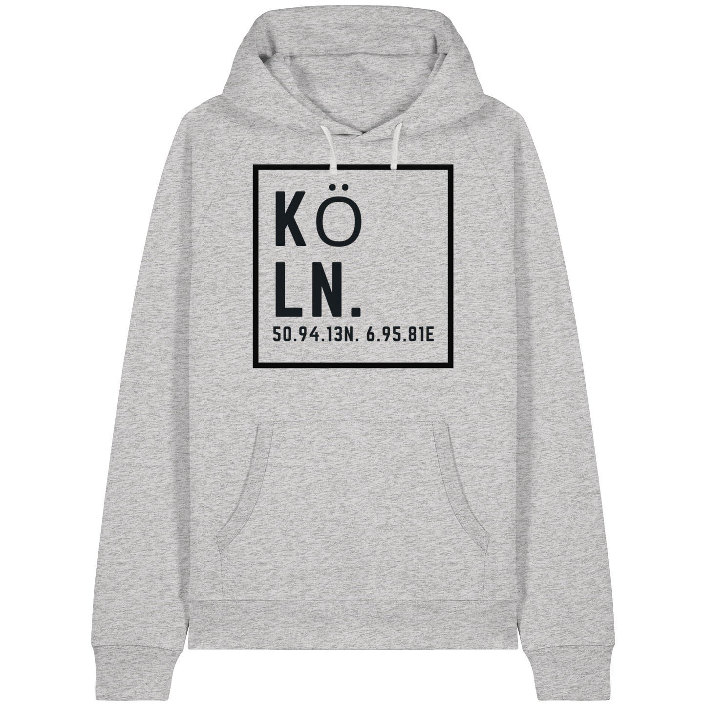 Köln Koordinaten (großer Druck auf der Brust) - Organic Raglan Hoodie