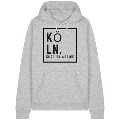 Köln Koordinaten (großer Druck auf der Brust) - Organic Raglan Hoodie