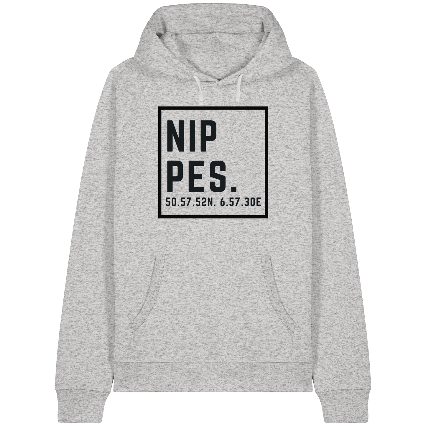 Nippes Koordinaten (großer Druck auf der Brust) - Organic Raglan Hoodie