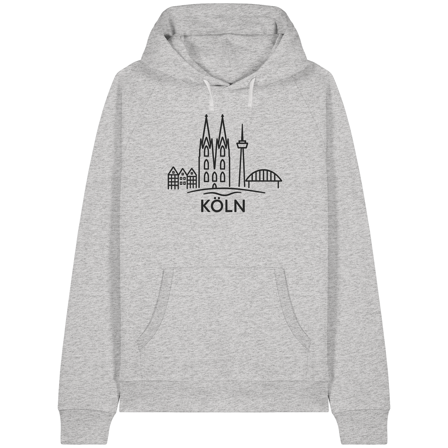 Köln Skyline (großer Druck auf der Brust) - Organic Raglan Hoodie