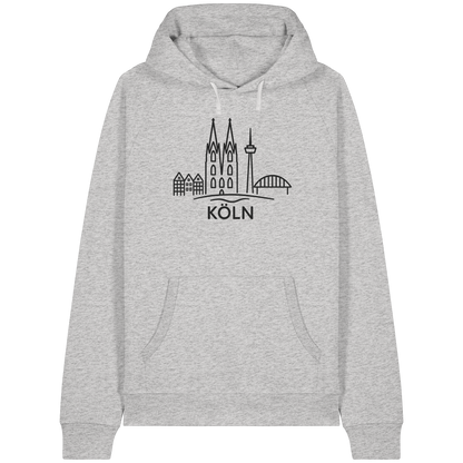 Köln Skyline (großer Druck auf der Brust) - Organic Raglan Hoodie