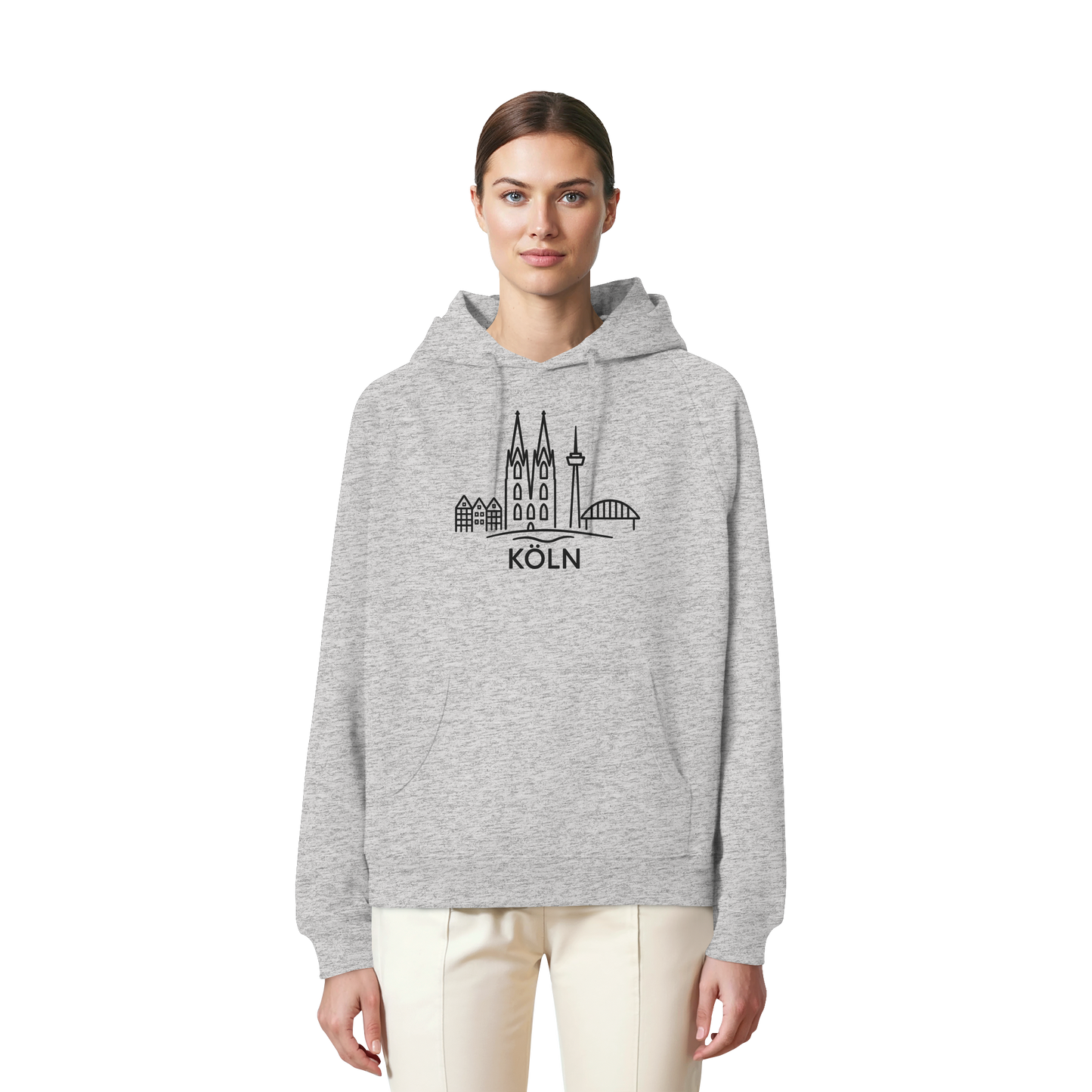 Köln Skyline (großer Druck auf der Brust) - Organic Raglan Hoodie
