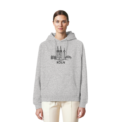 Köln Skyline (großer Druck auf der Brust) - Organic Raglan Hoodie