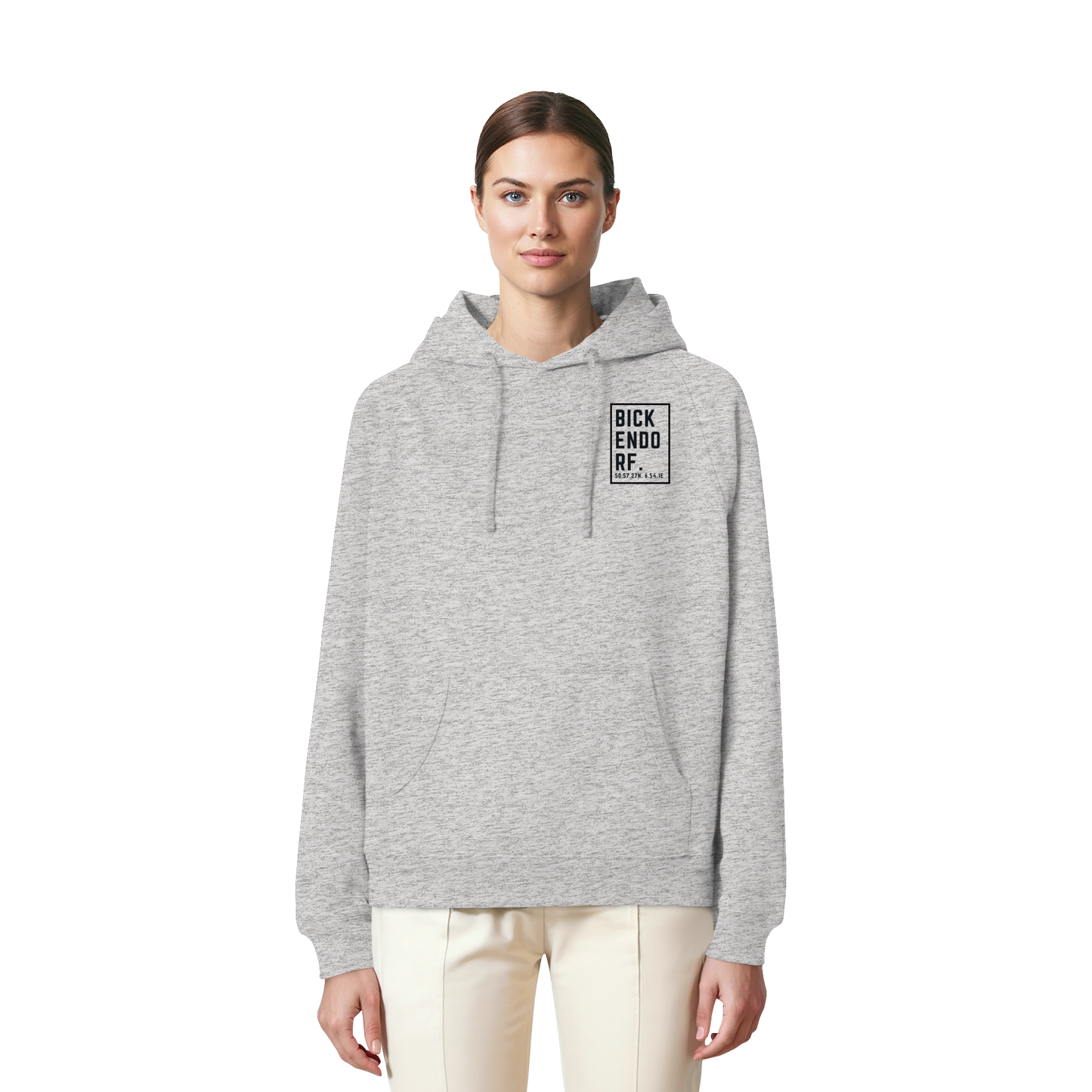 Bickendorf Koordinaten (kleiner Druck auf der Brust) - Organic Raglan Hoodie