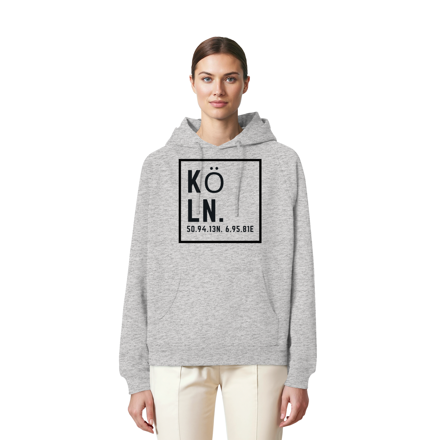 Köln Koordinaten (großer Druck auf der Brust) - Organic Raglan Hoodie
