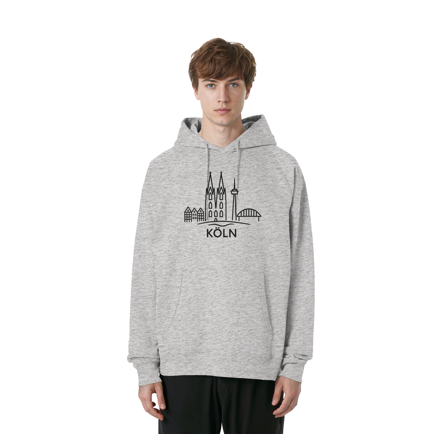 Köln Skyline (großer Druck auf der Brust) - Organic Raglan Hoodie