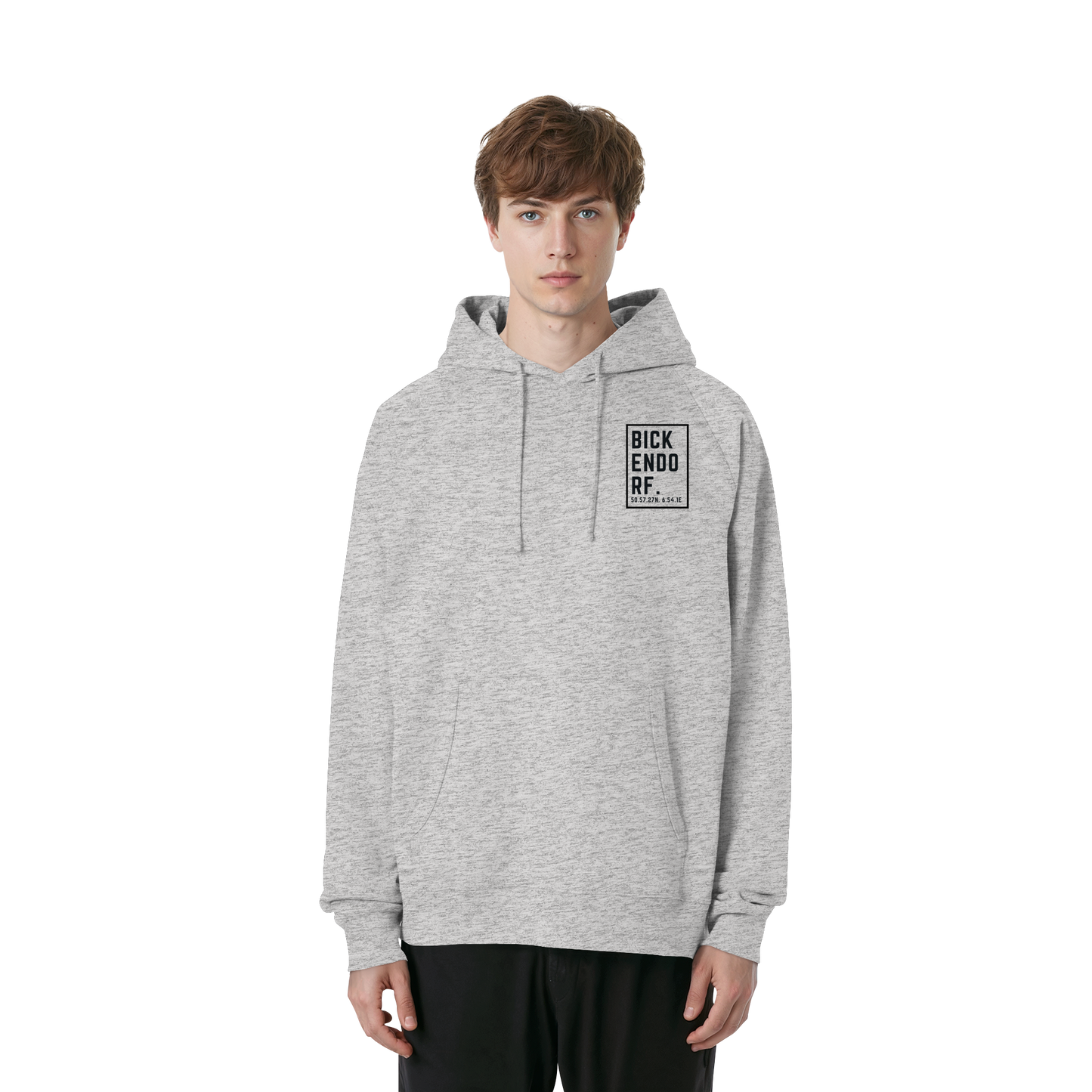 Bickendorf Koordinaten (kleiner Druck auf der Brust) - Organic Raglan Hoodie