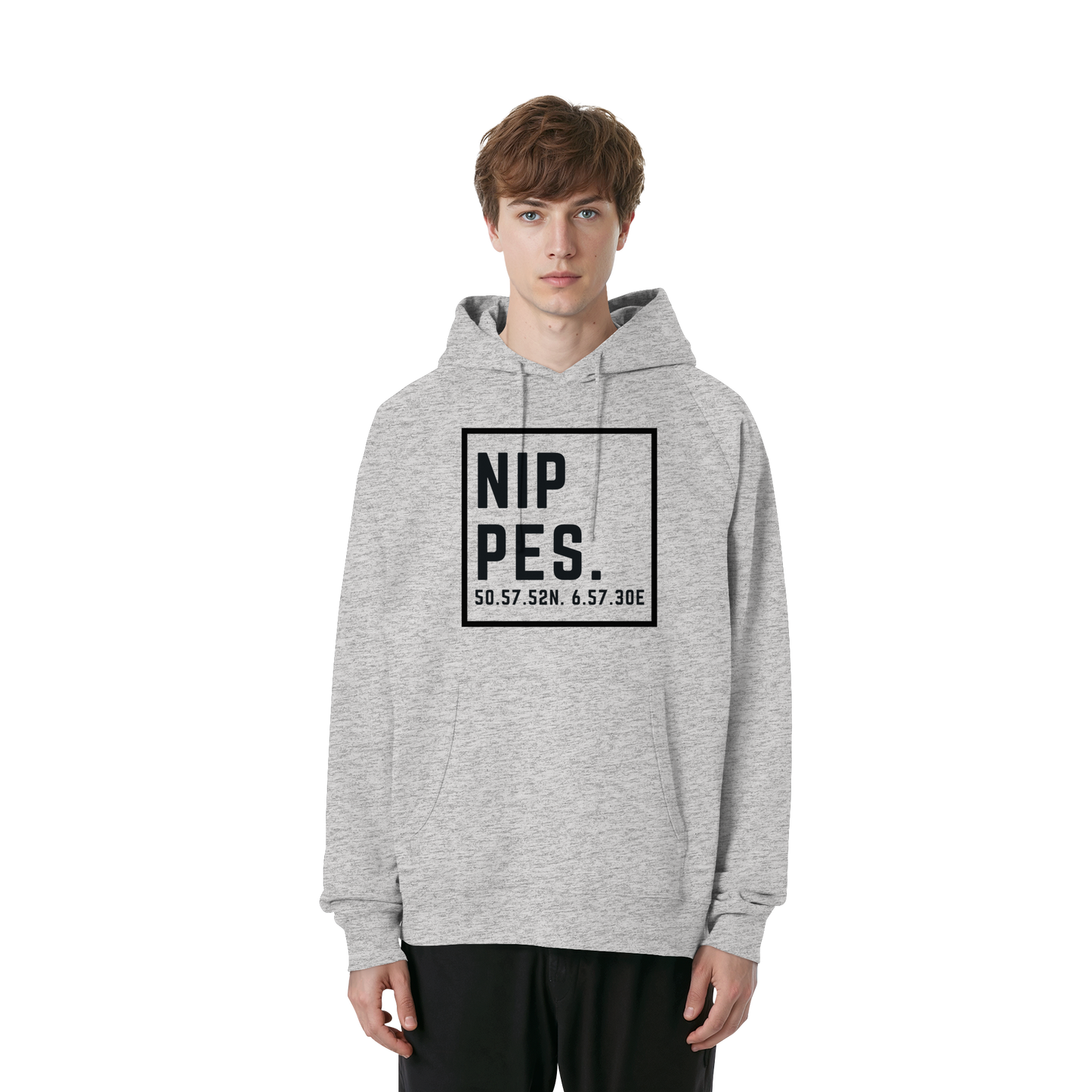 Nippes Koordinaten (großer Druck auf der Brust) - Organic Raglan Hoodie
