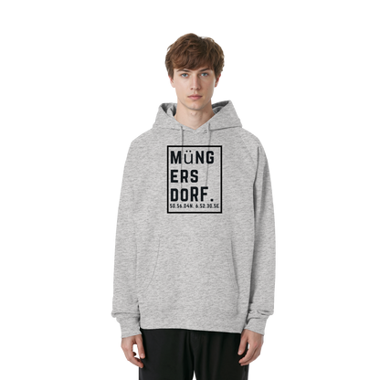 Müngersdorf Koordinaten (großer Druck auf der Brust) - Organic Raglan Hoodie