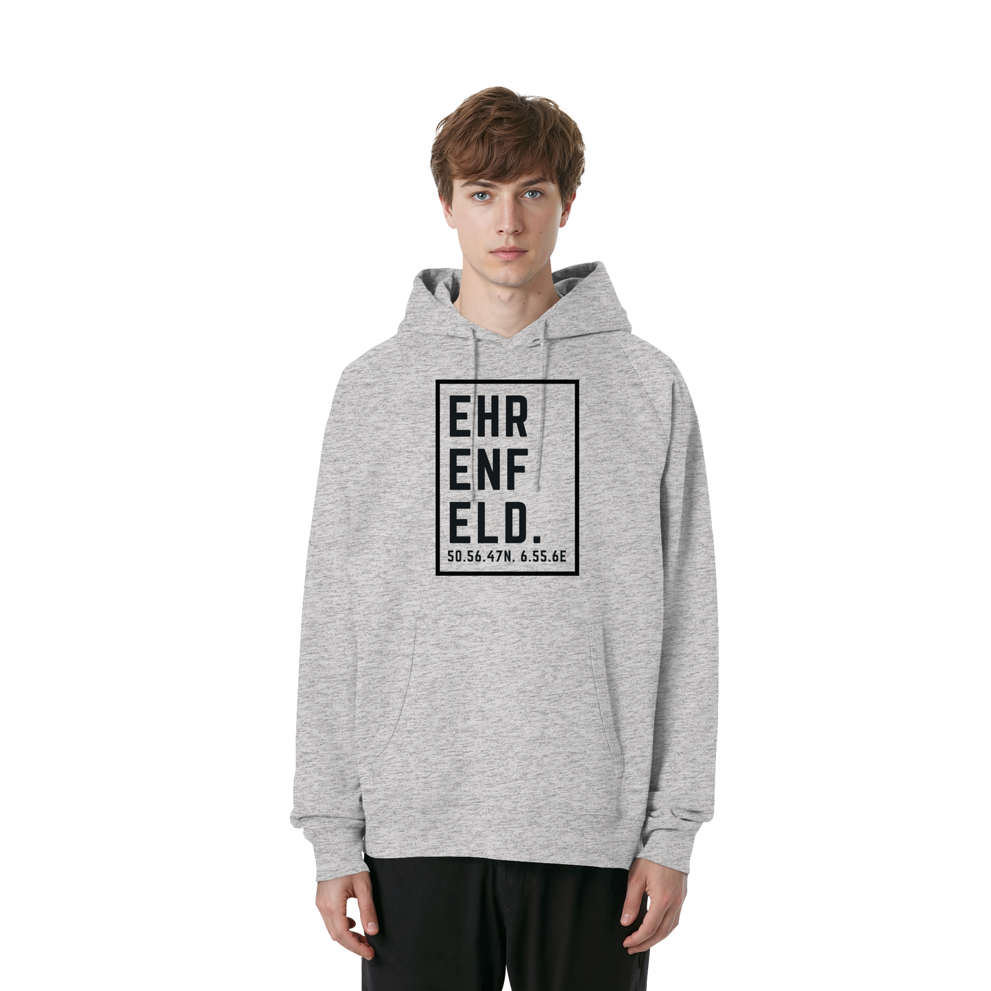 Ehrenfeld Koordinaten (großer Druck auf der Brust) - Organic Raglan Hoodie