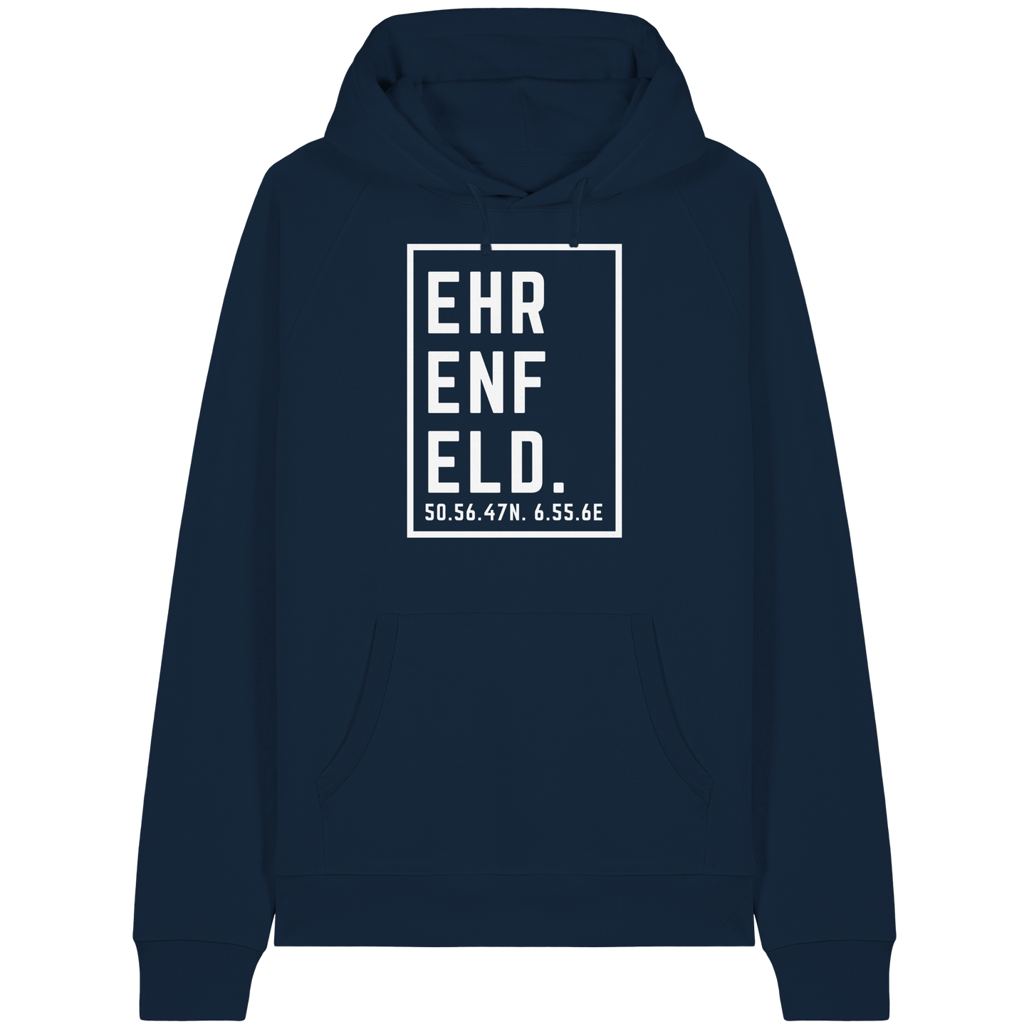 Ehrenfeld Koordinaten (großer Druck auf der Brust) - Organic Raglan Hoodie