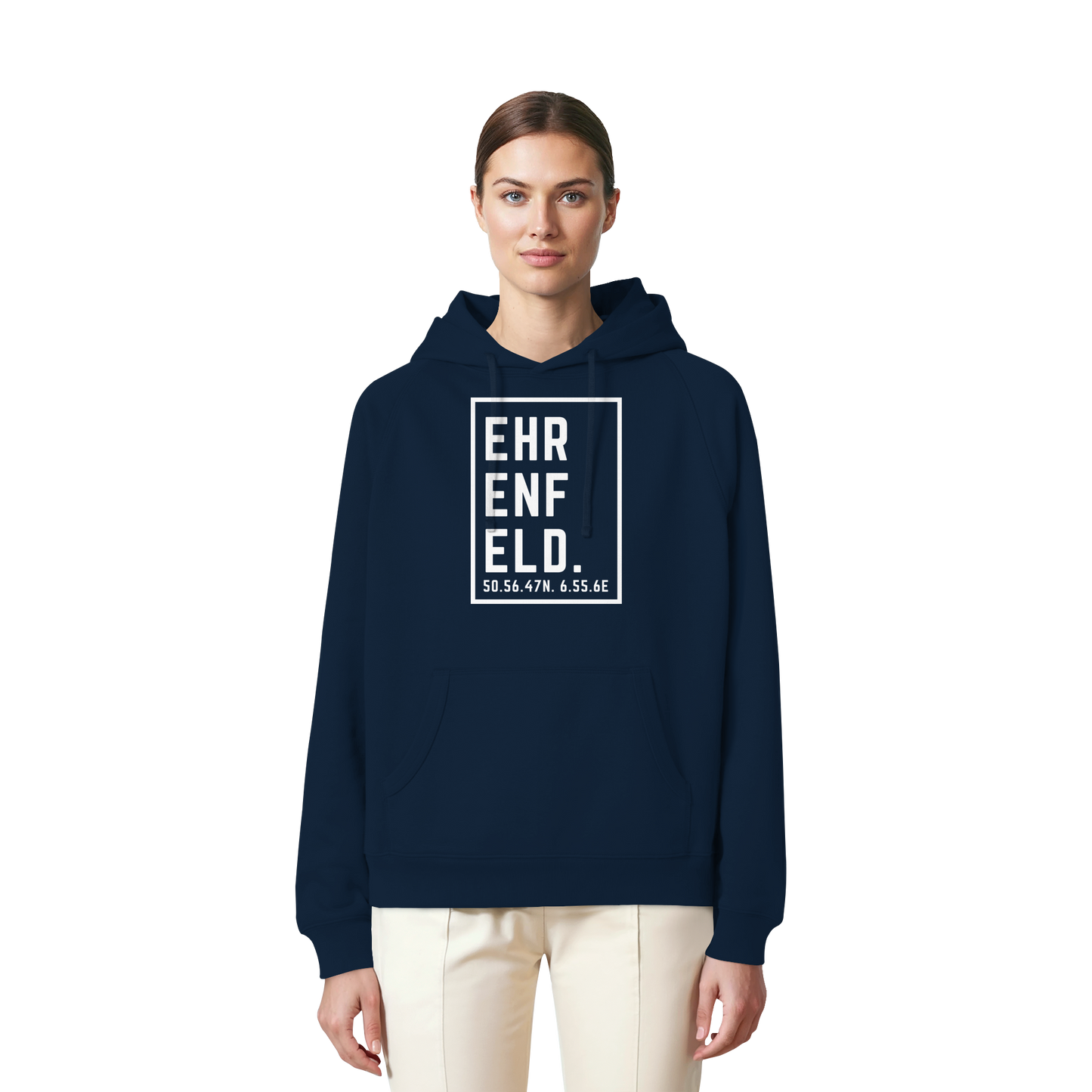 Ehrenfeld Koordinaten (großer Druck auf der Brust) - Organic Raglan Hoodie