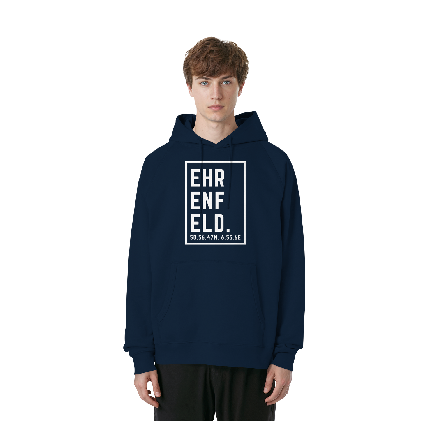 Ehrenfeld Koordinaten (großer Druck auf der Brust) - Organic Raglan Hoodie