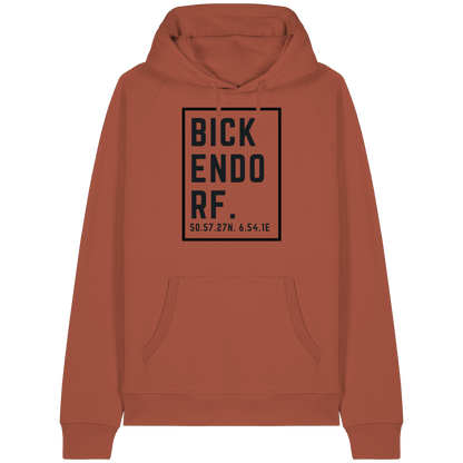 Bickendorf Koordinaten (großer Druck auf der Brust) - Organic Raglan Hoodie