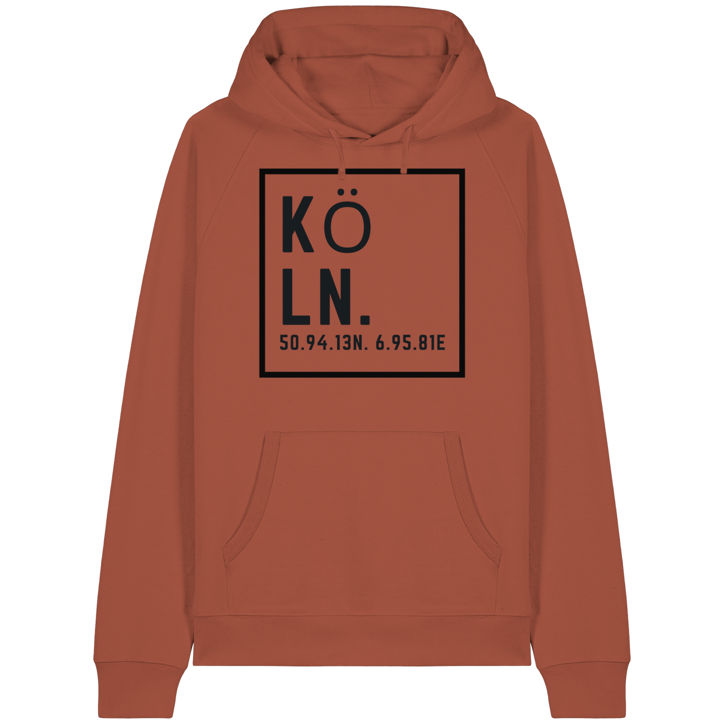 Köln Koordinaten (großer Druck auf der Brust) - Organic Raglan Hoodie