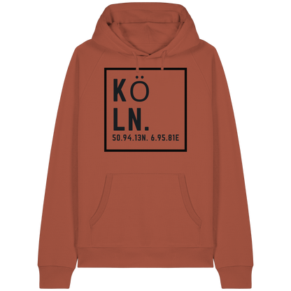 Köln Koordinaten (großer Druck auf der Brust) - Organic Raglan Hoodie