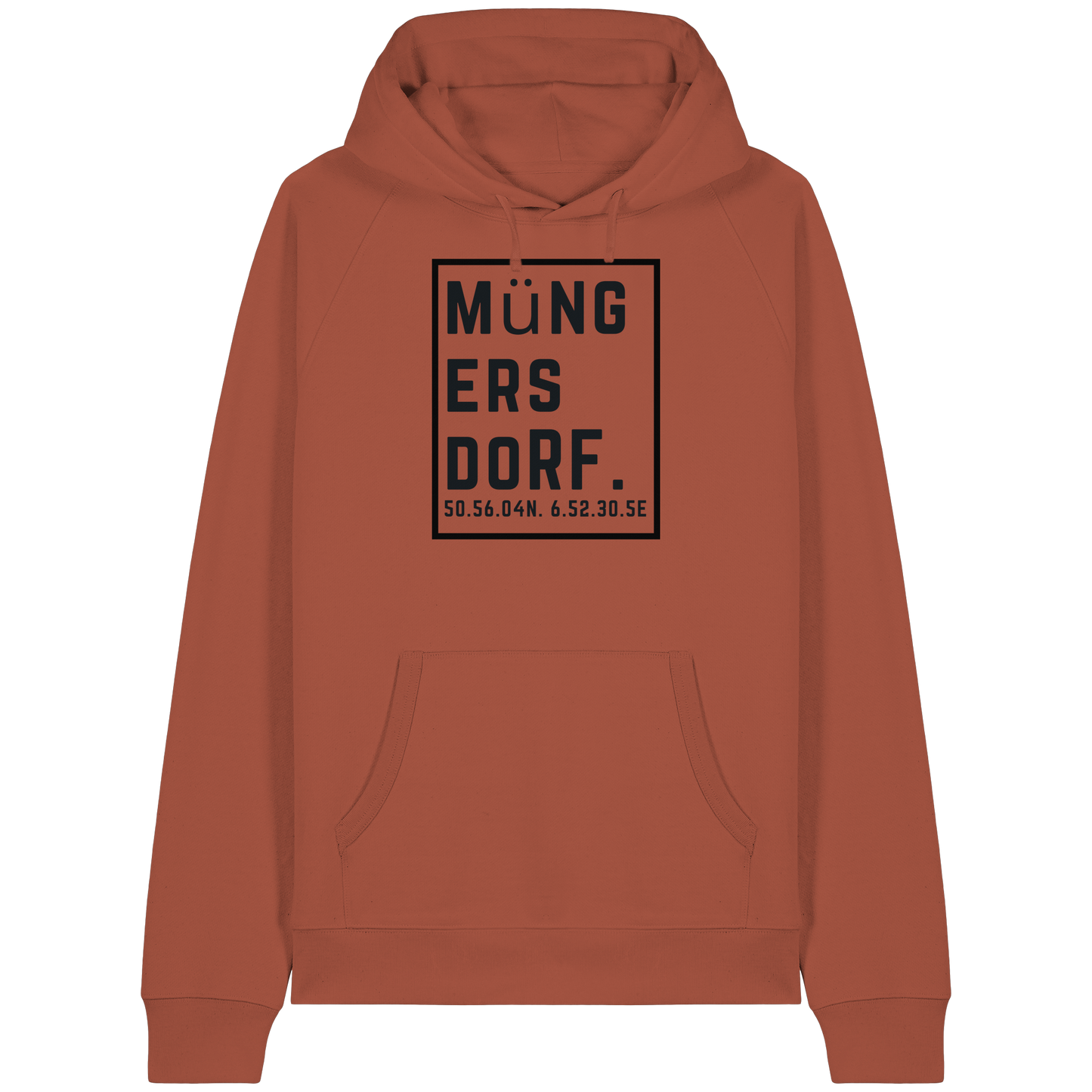 Müngersdorf Koordinaten (großer Druck auf der Brust) - Organic Raglan Hoodie
