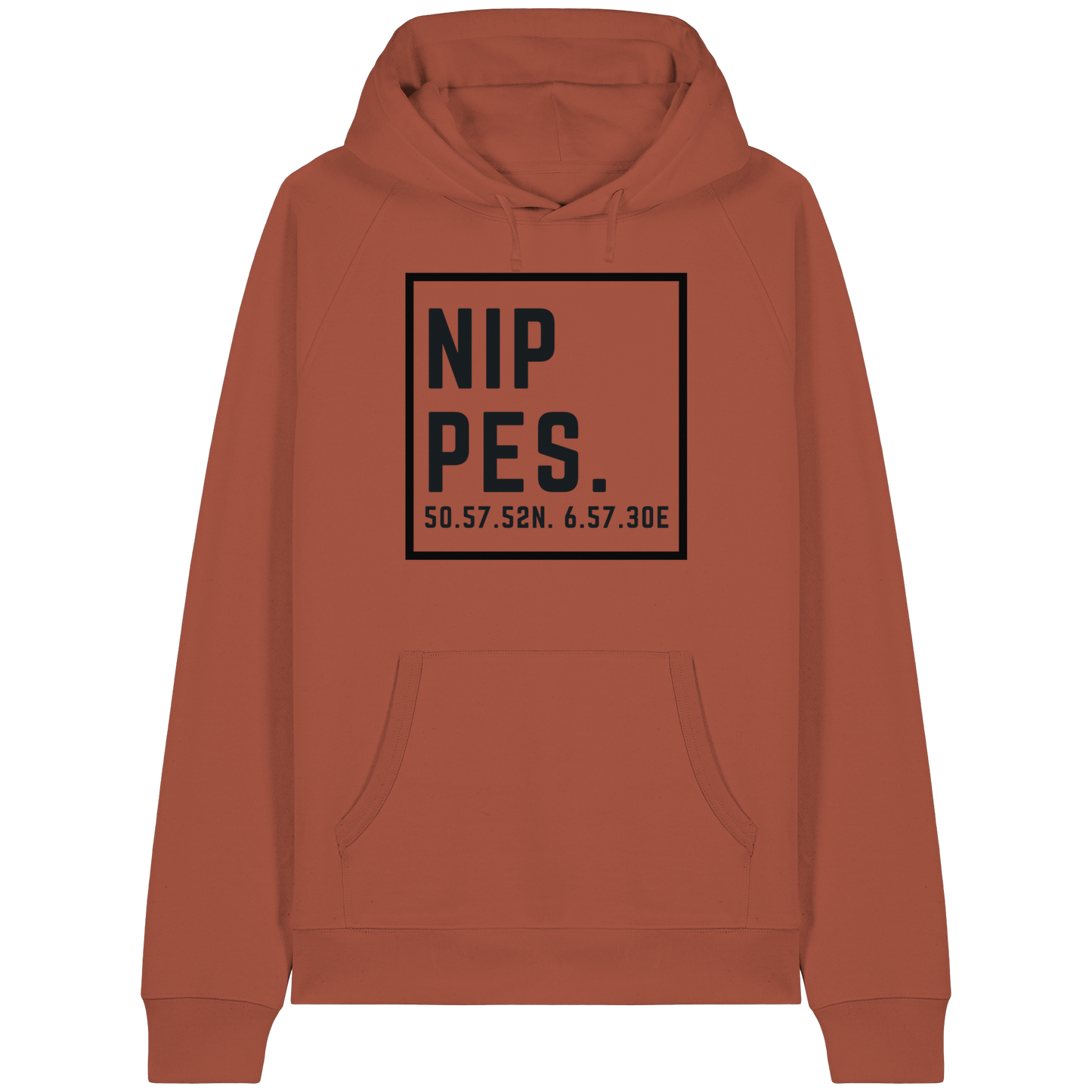Nippes Koordinaten (großer Druck auf der Brust) - Organic Raglan Hoodie