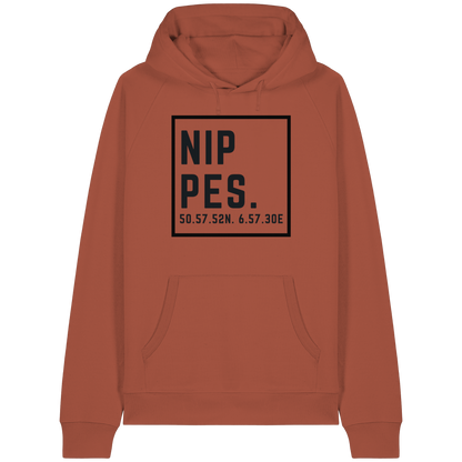 Nippes Koordinaten (großer Druck auf der Brust) - Organic Raglan Hoodie