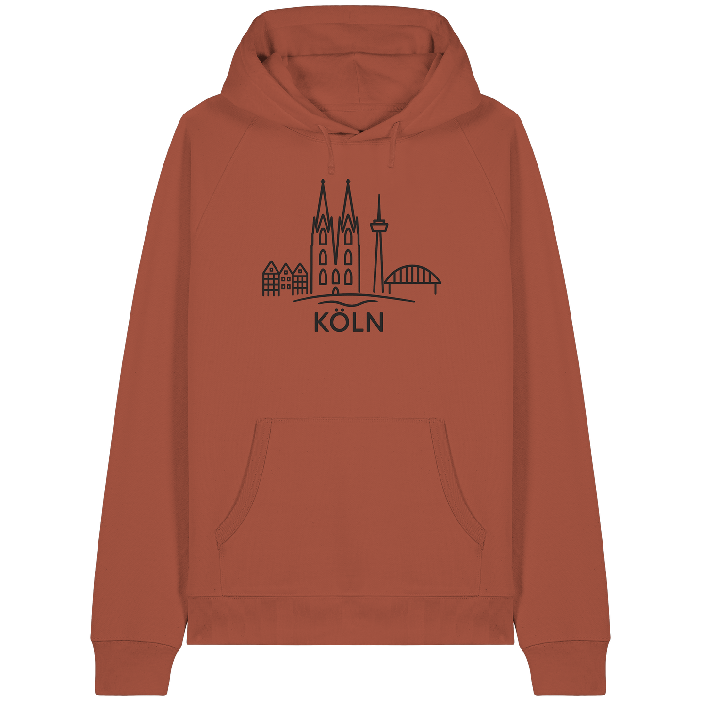 Köln Skyline (großer Druck auf der Brust) - Organic Raglan Hoodie